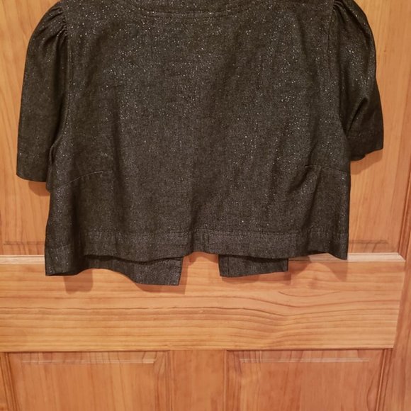 Sparkly Black Denim Bolero Jacket - Picture 2 of 4